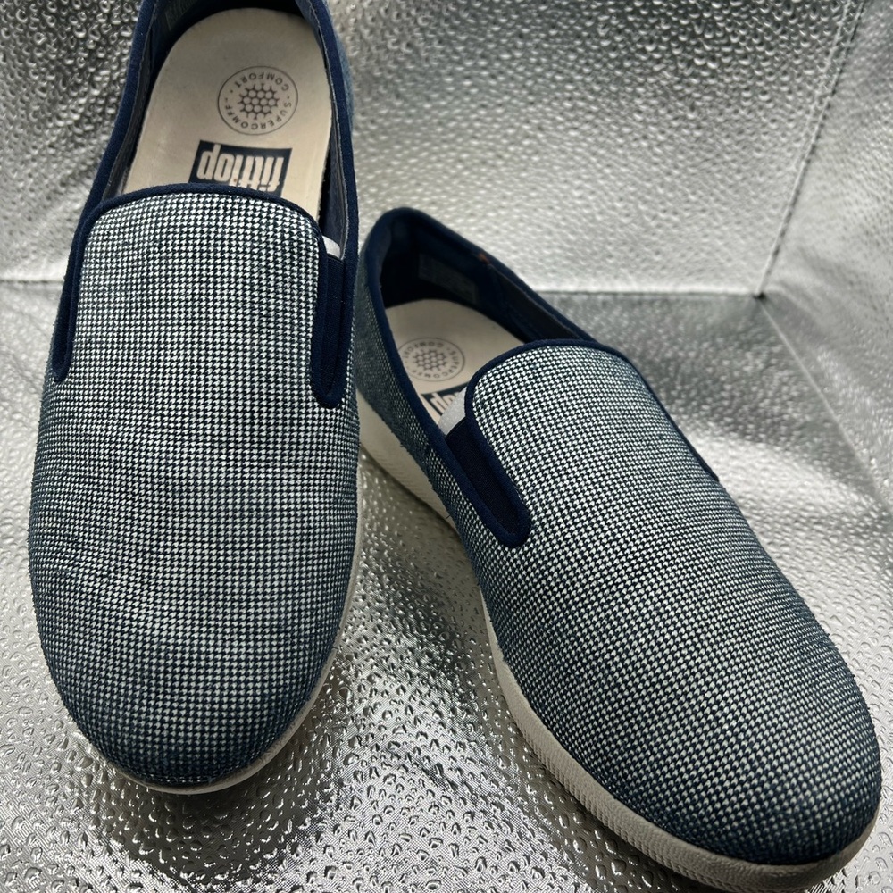 Fitflop Navy and White Slip-On Flats